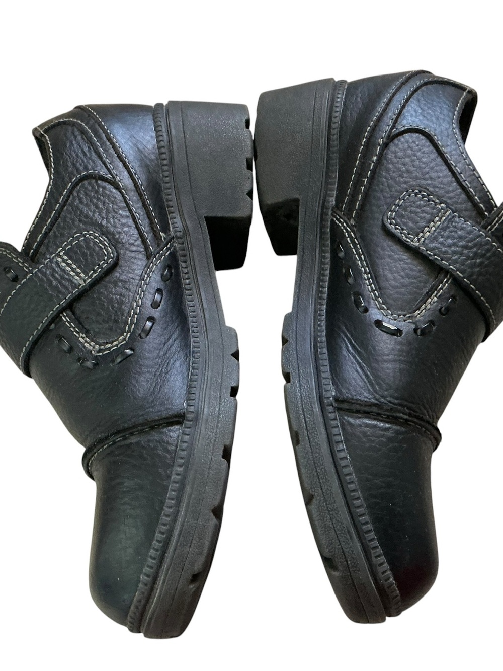 Milwaukee motorcycle women’s biker shoes black leather grunge buckle & stitching
